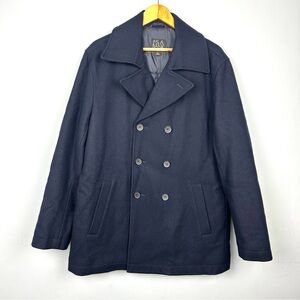 Jos A Bank Men's wool double breasted Peacoat size L in blue front pocket